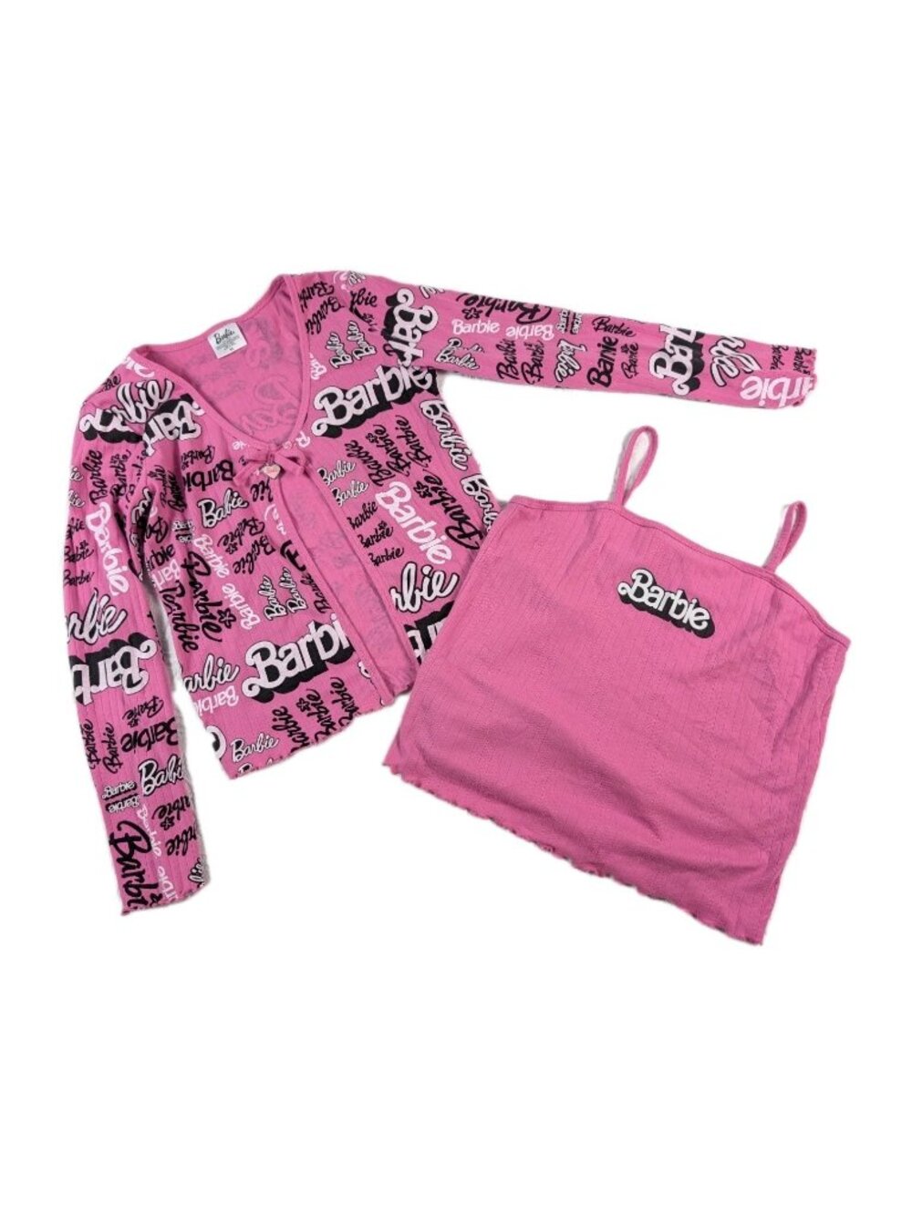 Barbie Cardigan and Tank top set Girls size XL logo pink